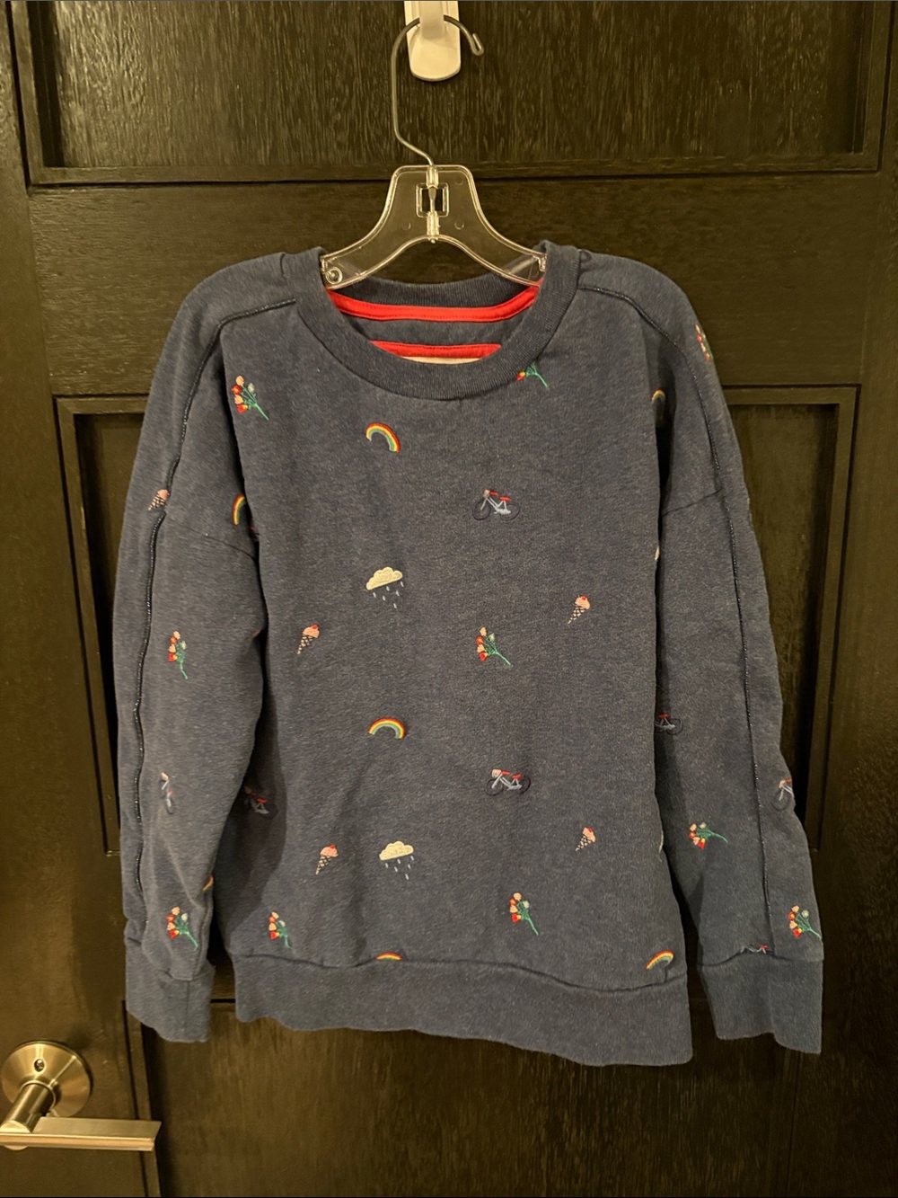 Boden 9-10 yo embroidered sweater with glitter piping